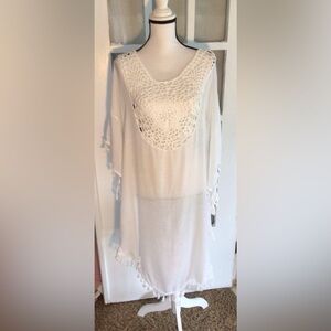 Elegant White Crochet Swim Coverup